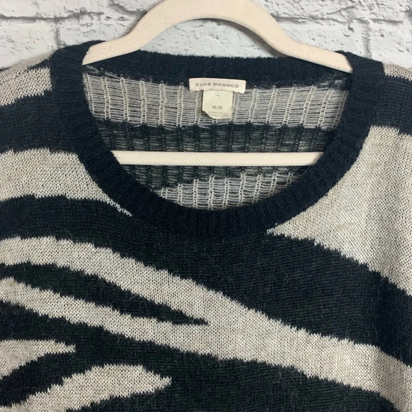 Club Monaco Women’s Mohair Blend Zebra Print Pullover  Sweater Medium David Rose - Picture 10 of 14